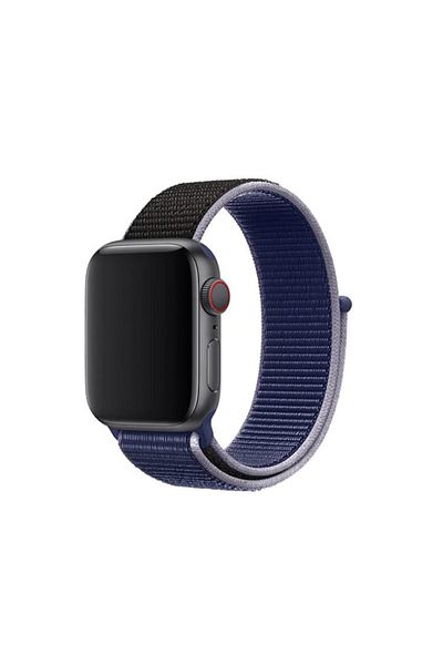 REDz Accessories Curea sport, compatibilă cu Apple Watch, textilă, bleumarin-negru - 44/45/46/49 mm