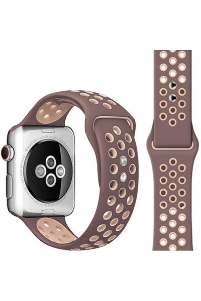 REDz Accessories Perforated Sport Band For Apple Watch, Silicone, Light Brown/cream - 38/40/41 Mm, Large