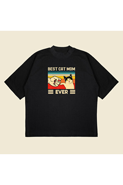 Tarzsokak Cea mai bună mamă de pisică vreodată imprimată țesătură groasă, uni...