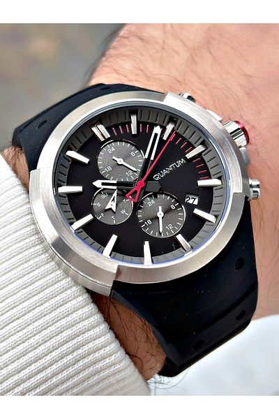 Quantum Function 10 Atm Waterproof 24 Months Guarantee Black-Silver Color Men's Wristwatch 1004.651Mr
