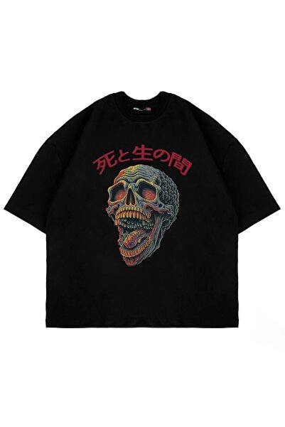 Tarzsokak Skull Scream Printed Oversize Unisex Negru