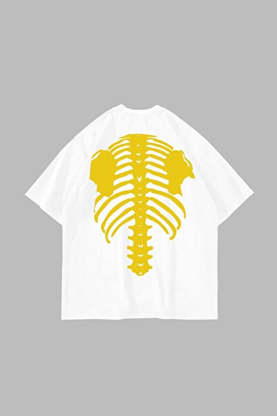 Tarzsokak Galben cu imprimeu oversize unisex alb