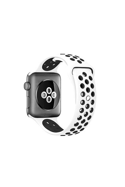 REDz Accessories Curea sport perforată pentru Apple Watch, silicon, negru-alb - 38/40/41 mm, mare