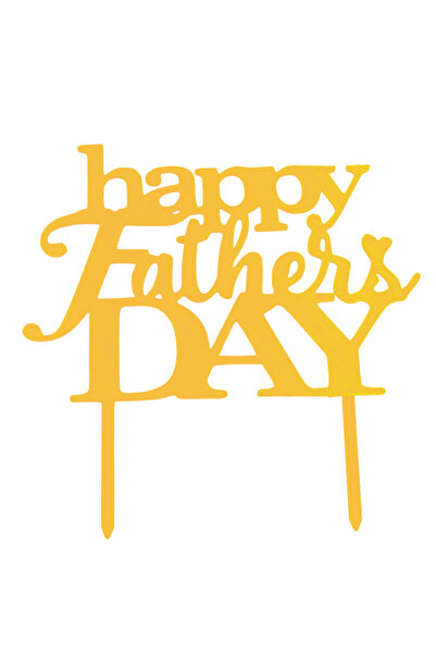 OEM Decoratiune topper "Happy fathers day", ziua tatalui, 18.5 x 19 cm Galben