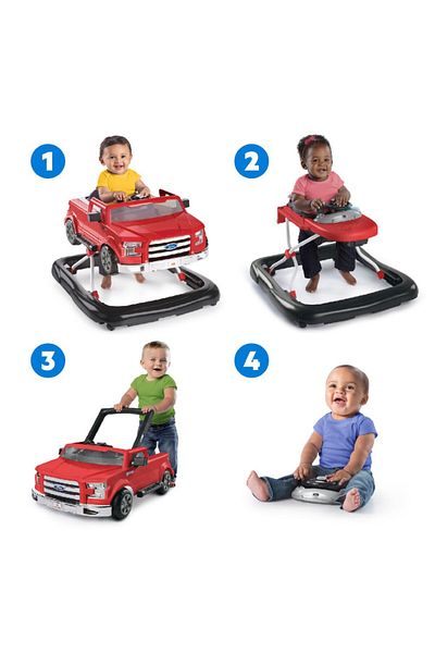 Bright Starts Ford F-150 Walker – 4-in-1 Red Baby Truck Walker with Lights & Sounds, 6–24 Months