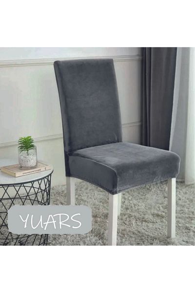 Pimobile Velvet Lycra Chair Cover Anthracite 4 Units