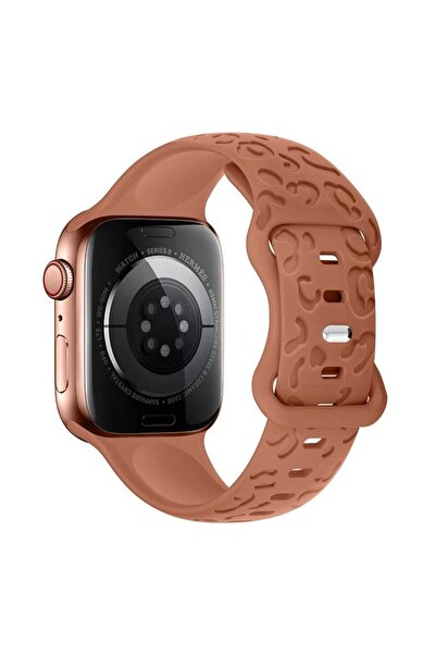 REDz Accessories Λουράκι 3D με εκτύπωση ζώων, σιλικόνης για Apple Watch, ρυθμιζόμενο, χαραγμένο, καφέ - 44/45/46/49 mm