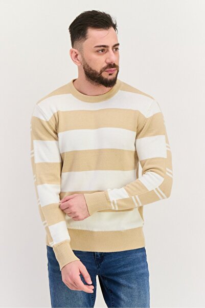 Esprit Men Crew Neck Stripes Sweater, White