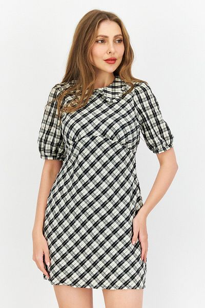 Forever New Women Petite Checked Mini Dress, Black