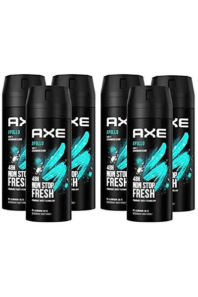 Axe Apollo Fresh Body Spray Deodorant 150ml (Pack of 6)