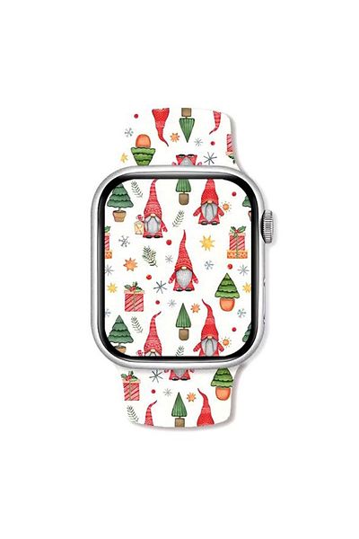 REDz Accessories Curea sport cu gnomi și copaci, pentru Apple Watch, design de Crăciun, silicon, albă - 38/40/41 mm