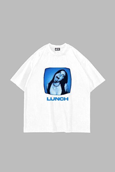 Tarzsokak Lunch Printed Oversize Unisex Alb