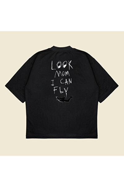 Tarzsokak Look Mom I Can Fly Tricou oversize unisex cu croială pătrată – Tric...