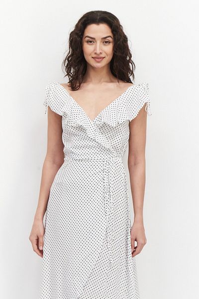 Guess Women Microdot Casual Wrap Dress, White