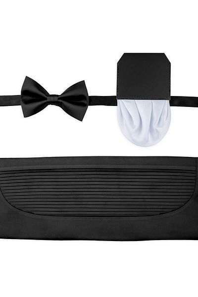 Hatemoğlu Black Bow Tie Girdle Handkerchief Set