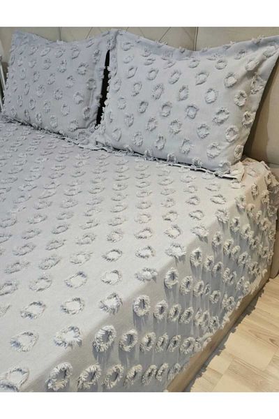 diabella 3 Piece Double Bedspread with Pompom Pattern