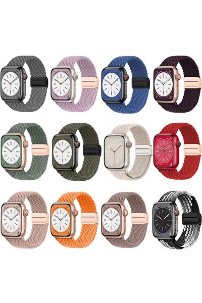 REDz Accessories Solo Loop Strap, Magnetic Closure, Compatible With Apple Watch, Adjustable, Red - 44/45/46/49 Mm
