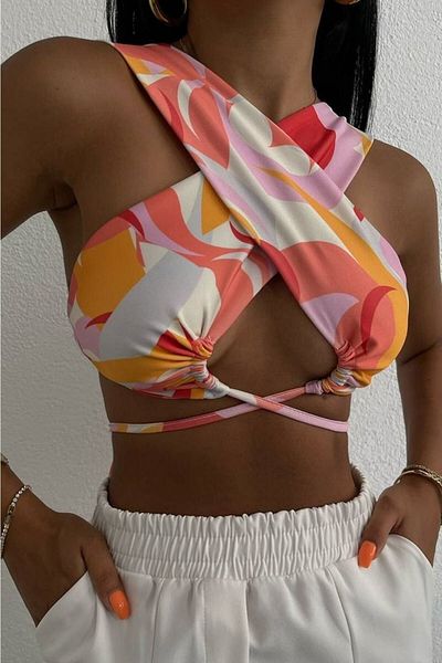 lovebox New Season Γυναικεία δεμένη μπλούζα με λεπτομέρεια 12515