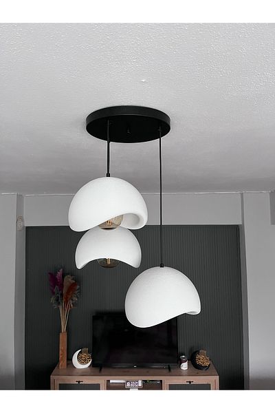 EDESİNG Moon Light Bohemian Pendant Lamp Chandelier Concrete Look Set of 3