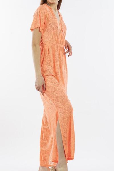 Nicoletta Women's Pareo Jumpsuit Beach Dress Neon Lace Orange