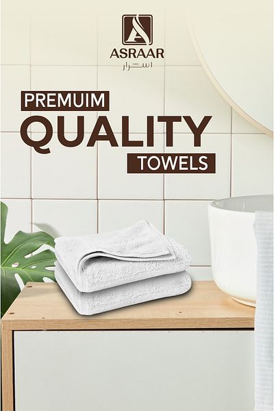 Asraar Bathroom Shower Soft Towels White Color, 30x30cm 50g,Lightweight and Quick Drying ,Ideal Gift Choice