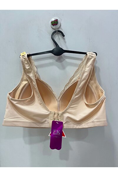 F.K Lace Detailed Wire-Free Gathering C Cup Skin Colored Bra - 780