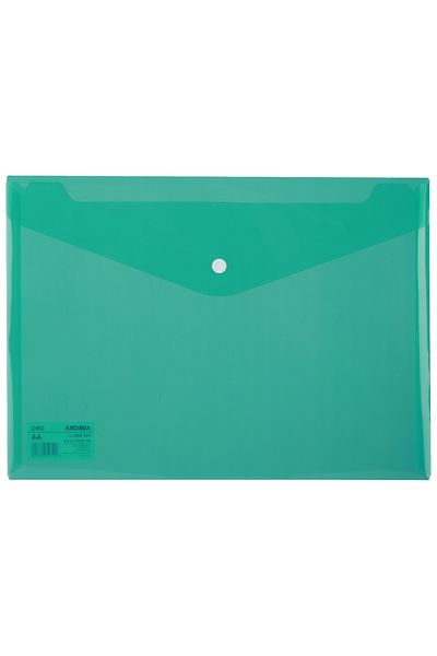 Deli Plastic Button Folder A4 Green Deli