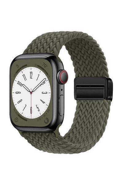 REDz Accessories Solo Loop Strap, Magnetic Closure, For Apple Watch, Adjustable, Dark Green - 44/45/46/49 mm