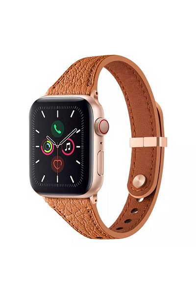 REDz Accessories Eternal Ultra-thin Strap, For Apple Watch, Leather Effect, Adjustable, Brown - 38/40/41 Mm