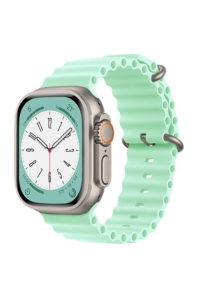 REDz Accessories Sport Band For Apple Watch, Ventilated, Waves Pattern, Mint - 44/45/46/49 Mm