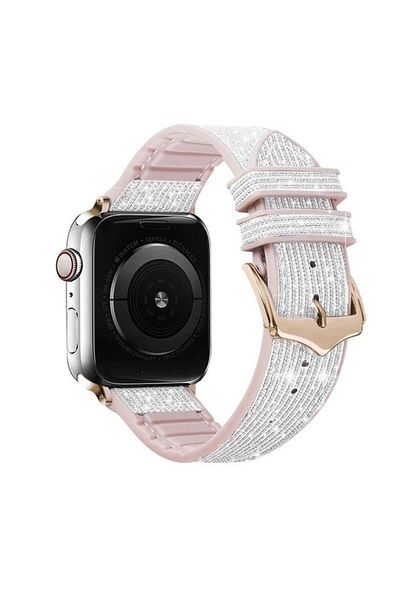 REDz Accessories Curea cu sclipici pentru Apple Watch, Colecția Glitter, silicon, argintiu - 44/45/46/49 mm