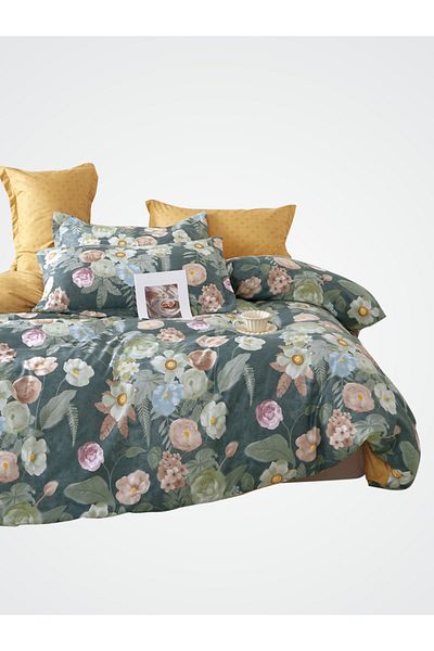 Donetella Printed Duvet Cover Set 6-Pcs – Queen Size 200x230 cm, Microfiber Fabric, No Filler Inside