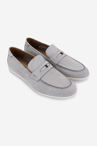 Valmenti Men's Genuine Leather Gray Nubuck Loafer Shoes
