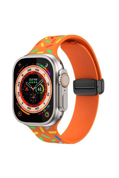 REDz Accessories Confetti Strap, Sport, For Apple Watch, Magnetic/adjustable, Silicone, Orange/black - 38/40/41 Mm