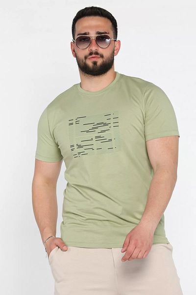 MİSHAR İTALİA Ανδρικό μπλουζάκι με στάμπα Khaki Crew Neck