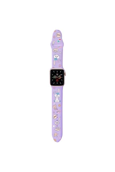 REDz Accessories Bunny Strap, For Apple Watch, Cartoon Print, Adjustable, Silicone, Lilac - 38/40/41 Mm, Medium