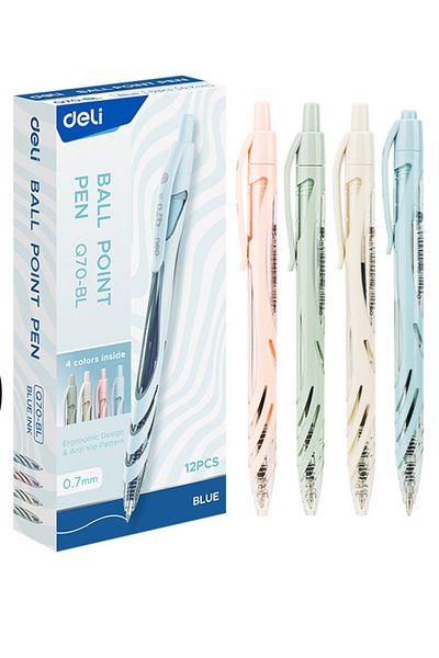 Deli Ballpoint Pen With Mechanism 0.7mm Blue Pastel Body Q70 Deli