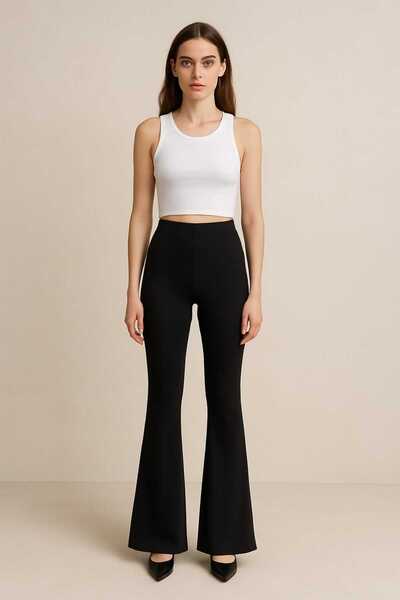 gigigiyim Çelik İspanyol Paça Kadın Tayt Siyah