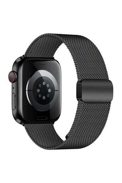 REDz Accessories Curea Hoco WA26, compatibilă cu Apple Watch, material metalic, cataramă magnetică, neagră - 44/45/46/49 mm