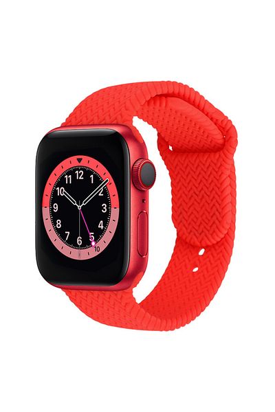 REDz Accessories Silicone Strap For Apple Watch, 3d Pattern, Red - 44/45/46/49 Mm, Large