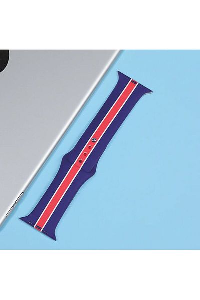 REDz Accessories Silicone Strap, Print, Stripes, For Apple Watch, Navy/red - 38/40/41 Mm