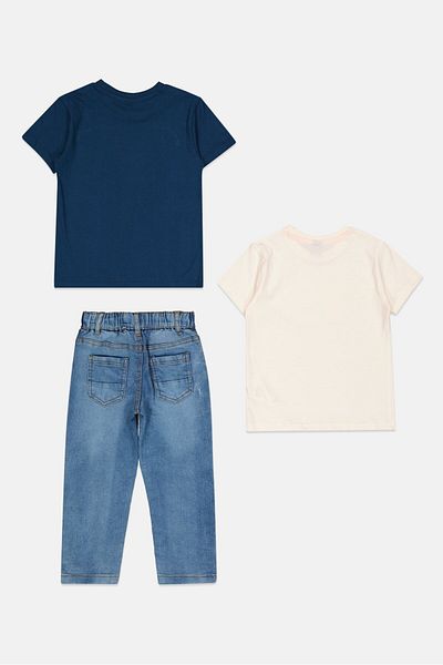Nautica Toddlers Boy 3 Piece T-shirt And Jeans Set, Blue
