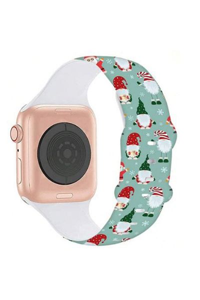 REDz Accessories Curea Moș Crăciun/Gnomi, Sport, Pentru Apple Watch, Design de Crăciun, Silicon, Turcoaz - 44/45/46/49 mm