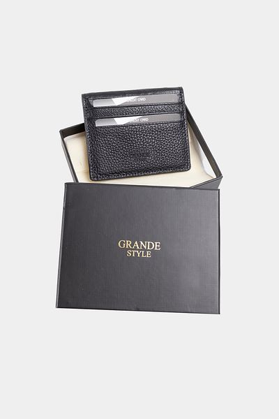 Grande Style 0762 Ανδρικό πορτοφόλι από γνήσιο δέρμα με θήκη χαρτονομισμάτων ΜΑΥΡΟ