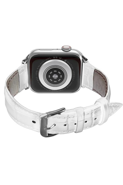 REDz Accessories Curea elegantă din crocodil, Apple Watch, efect de piele, elegantă, reglabilă, albă - 44/45/46/49 mm