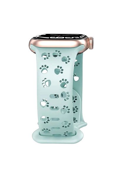 REDz Accessories Curea sport Puppy Paws, pentru Apple Watch, design Puppy Paws, silicon, turcoaz - 38/40/41 mm