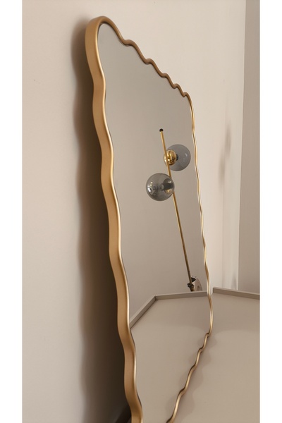 MKS Design 60x75 Dalgalı Asimetrik Duvar Dekor Aynası / Asimetrik Ayna / Konsol Aynası / Düzensiz Ayna