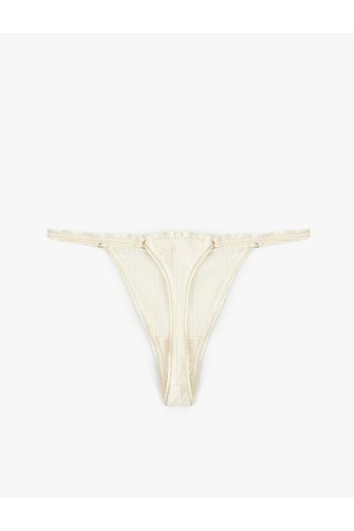 Koton Cotton Lace Detailed String Panties with Drawstrings on the Sides