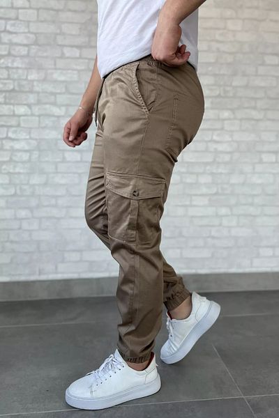 MİSHAR İTALİA Mink Waist and Leg Elastic Cargo Pocket Gabardine Men's Trousers