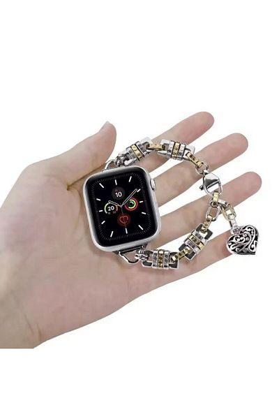REDz Accessories Bracelet For Apple Watch, Vintage Heart Pendant Look, Thin, Gold-silver - 38/40/41 Mm